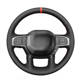 MEWANT - Funda para volante de piel negro con puntada a mano para Dodge Ram 1500 2019-2023, accesorios para volante para Dodge Ram (sin protuberancias)