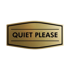 Signs ByLITA Fancy Quiet Please Sign (Brushed Gold) - Large
