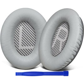 SoloWIT Replacement Earpads Cushions for Bose QuietComfort 35 (QC35) & Quiet Comfort 35 II (QC35 ii) Headphones, Ear Pads with Softer Leather, Noise Isolation Foam, Added Thickness (Grey)