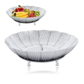 SVUPUE Steamer Insert, Diameter 24 cm, Vegetable Steamer, Stainless Steel Steamer, Steamer Insert, for Vegetables, Pans and Various Cooking Processes