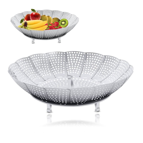 SVUPUE Steamer Insert, Diameter 24 cm, Vegetable Steamer, Stainless Steel