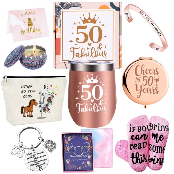 50th Birthday Gifts for Women, 9 Special Funny Gift for Women Tuning 50, Wife, Mom, Sister, Friends, Coworker, 50 Year Old Birthday Gifts for Thanksgiving/Christmas/Mother's Day/Valentines Day