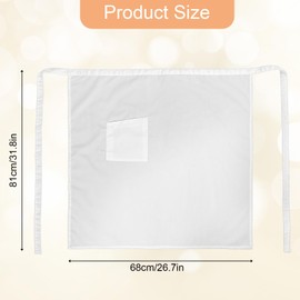 MBAIYO Apron with Pocket, Adjustable Long Front Tie, 68 x 70 cm, Cooking Apron, Half Waiter's Apron, Work Waist Apron, Black, for Men, Kitchen, Restaurant, Bistro, Florist, Cafe, White