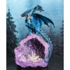 Armored Blue Dragon On Purple Quartz Faux Geode Crystal Cavern