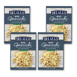 DeLallo Mini Potato Gnocchi Pasta, Made in Italy, Light and Airy Texture, Small-Sized Dumplings for Soups and Baked Dishes, Kosher, Non-GMO, 16 oz Box, (4 Pack)