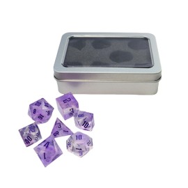 DND Liquid Dice Set Polyhedral Dice for Dungeons & Dragons (D&D) RPG Magic RPG Tabletop Dice Complete D4 D6 D8 D10 D12 D20 (with Model Box - Purple)