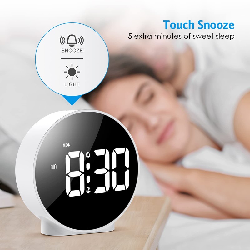 AMIR Alarm Clocks for Bedrooms, LED Electronic Clock, Small Desk