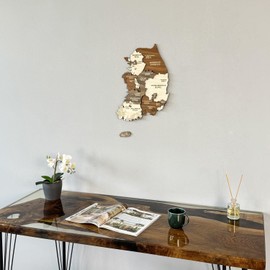 South Korea 3D Wooden Country Map Wall Art Decor for Home, Office & Living Room | South Korea Wood Map for Travel Lovers (15.7" x 13.4" | 40x34 cm)