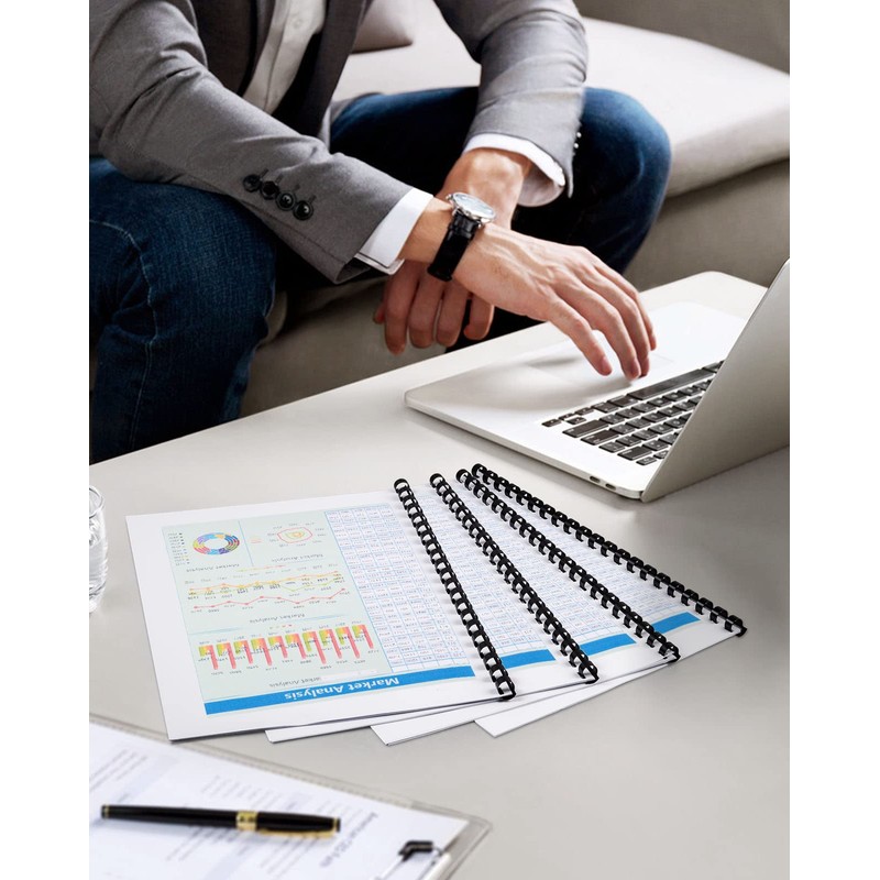 MAKEASY 100 Pack 19-Ring Letter Size Comb Binding Spines for