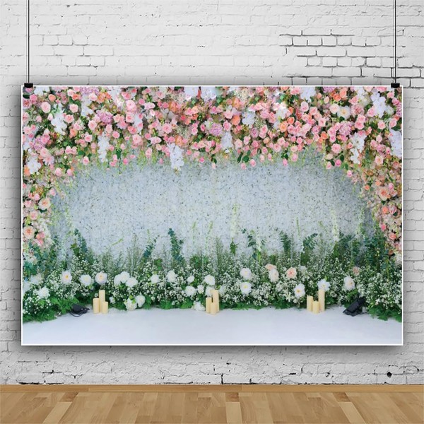 Leowefowa 10x8ft Vinyl Backdrop Floral Wedding Backdrop Wedding Anniversary Bridal