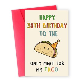Zyulin Funny 38th Birthday Card Gifts for Men Him, Unique Taco 38 Years Old Birthday Decorations Ideas for Husband Boyfriend from Wife Girlfriend