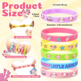 Giegxin 60 Pcs Axolotl Party Favors Cartoon Axolotl Birthday Decorations Include 30 Button Pins 30 Silicone Bracelets Wristbands for Reptile Animals Amphibian Salamander Baby Shower Gifts Supplies