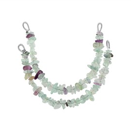 CRYSTALIS 2pcs Natural Fluorite Gemstone Connector with Loops, Uncut Chips Nuggets Beads, Healing Crystals, Jewelry Making Supply, Keychains, Hanging Accessories, DIY Ideas, Strands, Crafts, 4" inch