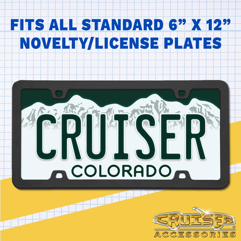 CRUISER ACCESSORIES 22630 Queen License Plate Frame, Chrome/Clear w/Fastener caps