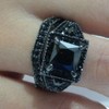 Jude Jewelers Balck Rhodium Princess Cut Wedding Engagement Ring Set
