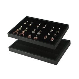 Coward 2pcs Earrings Organizer Tray,Carbon Fibre Earring Display Tray Case, Black Jewelry Storage Tray,Jewelry Display Holder for Home Use and Store Selling Show