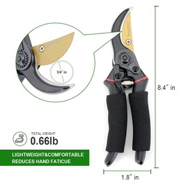 TOOLTENG Garden Bypass Pruning Shears, Heavy-Duty Garden Clippers, Tree Ttrimmers and Rose Pruning Shears, Multipurpose Garden Shears for Gardening, Arboriculture & Plant Nurseries (Black)