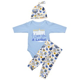 Unique Baby Boy I Love You Latke Hanukkah - Juego de ropa de cama, Amor Latke, 6 meses