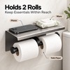 Double Roll Toilet Paper Holder with Shelf – Wall-Mounted Stainless