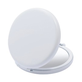 Compact Mirror for Purse, Metal Round Shell, Double-Sided 1X/2X Magnifying, Portable Travel Makeup Mirror, Mini Pocket Mirror, White,1 Pack
