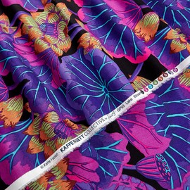 Kaffe Fassett Lake Blossoms Black, Fabric by the Yard