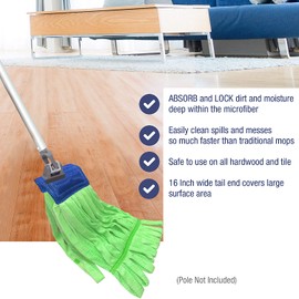 Cleanaide Microfiber Tube Mop Head | Industrial 300Grams | Super Absorbent Looped Ends | Green