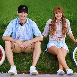 ASVEL Gorra de béisbol,Sombrero para el Sol,2 PCS Gorra Ajustable con R Logo Bordad, Gorra Deportiva Unsex, para Correr y Actividades al Aire Libre