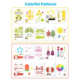 3D Pen Printing Drawing Book, Reusable, Coloured, 40 Patterns, Thick Paper Templates with Two Transparent Plates, 3D Painting Graffiti Stencils for Kids, DIY Gifts. Vomika