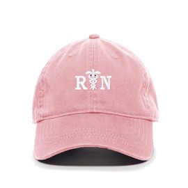 Tech Design Registered Nurse RN Baseball Cap Embroidered Cotton Adjustable Dad Hat Light Pink