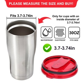 AICMEI 2 Replacement Lids for Stainless Steel Tumbler Travel Cup, Leak and Spill resistant Lid for 30 OZ or Others of Insulated Mugs With an Inside Diameter of 3.7-3.74 Inches(RED)