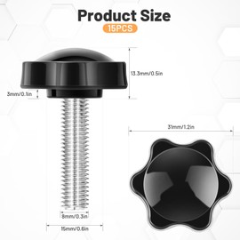 GlasFlength Star Grip Screw M8 x 30 mm Thumb Screw Star Grip Nut Star Head Screw Wing Screw M8 for Machine Tool Machine Tightening Appliances Instrumentation Household Appliances Pack of 15