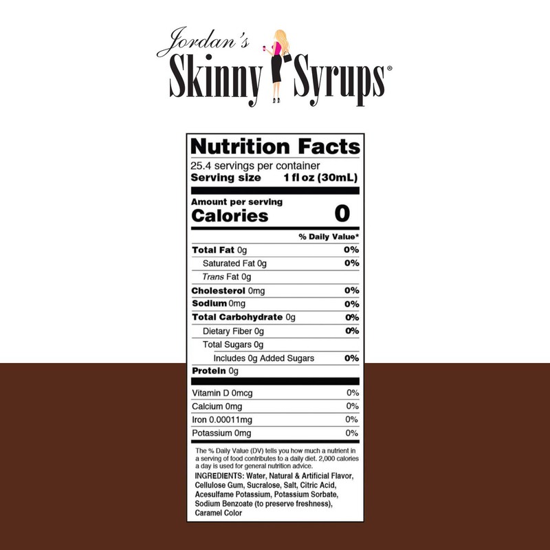 Jordan's Skinny Mixes Sugar Free Flavoring Syrup, Salted Caramel Mocha,