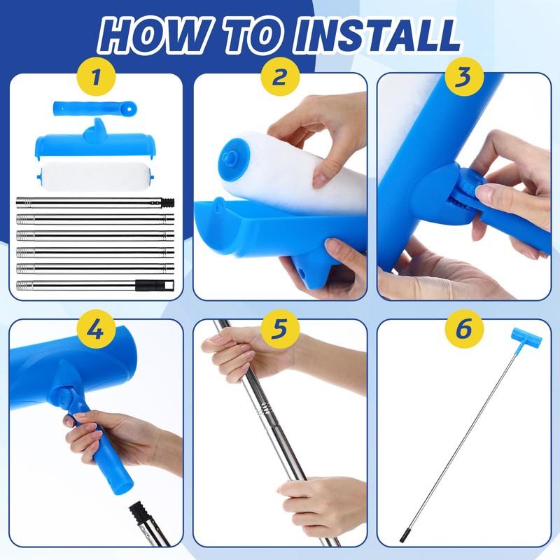 Ceiling Paint Roller No Drip Kit 6ft Extension Pole Included