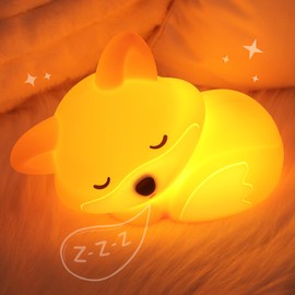 Okayera Fox Night Light for Kids, Cute Silicone Lamp with Rechargeable Dimmable 20 Mins Timer, Kids Bedside Decoration Light, Birthday Holiday Christmas Gifts Idea for Baby Girl Boy Friend