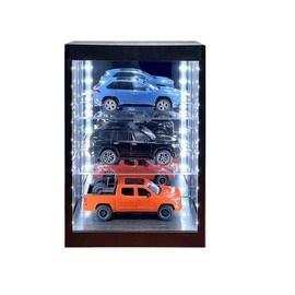 Showcase 3 Tier Display Case with Mirror Back Panel and LED Lights for 1/64-1/18 Scale Models 8827MBK