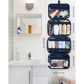 LOVEVOOK Toiletry Bags for Women Hanging, Waterproof Travel Wash Makeup Bag with Hook, Large Toiletries Cosmetic Organizer, Clear for Full Sized Container