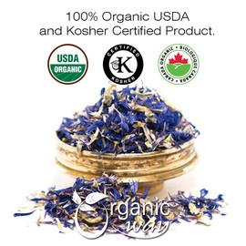 Organic Way Premium Cornflower Blue Whole (Centaurea cyanus) - European Wild-Harvest | Organic & Kosher Certified | Vegan, Non GMO & Gluten Free | USDA Certified | Origin - Albania (1 LBS / 16 Oz)