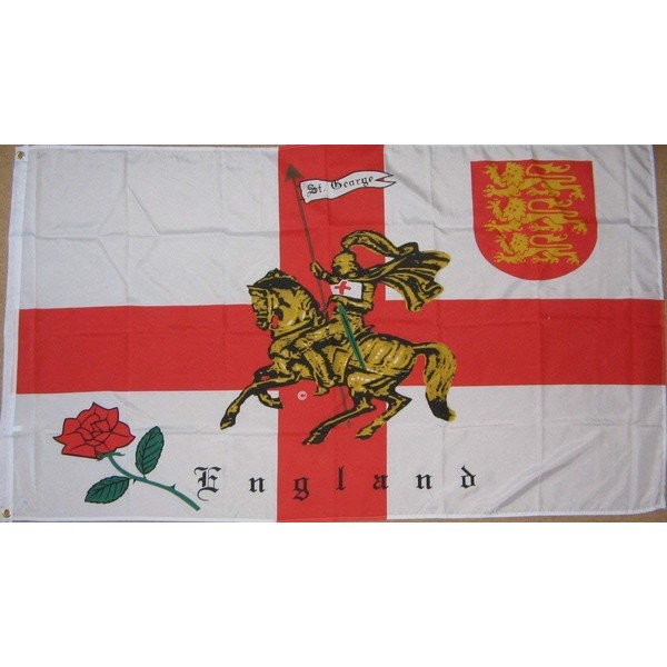England Rose and Lion Charger St George 5'x3' Flag