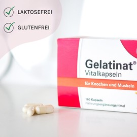 Astrid Twardy Gelatinat Vitalkapseln – Mit Kollagenhydrolysat, Calcium und Vitamin D3 zur Unterstützung des Stütz- und Bindegewebes– laktosefrei, glutenfrei, ohne Zuckerzusatz – 160 Kapseln