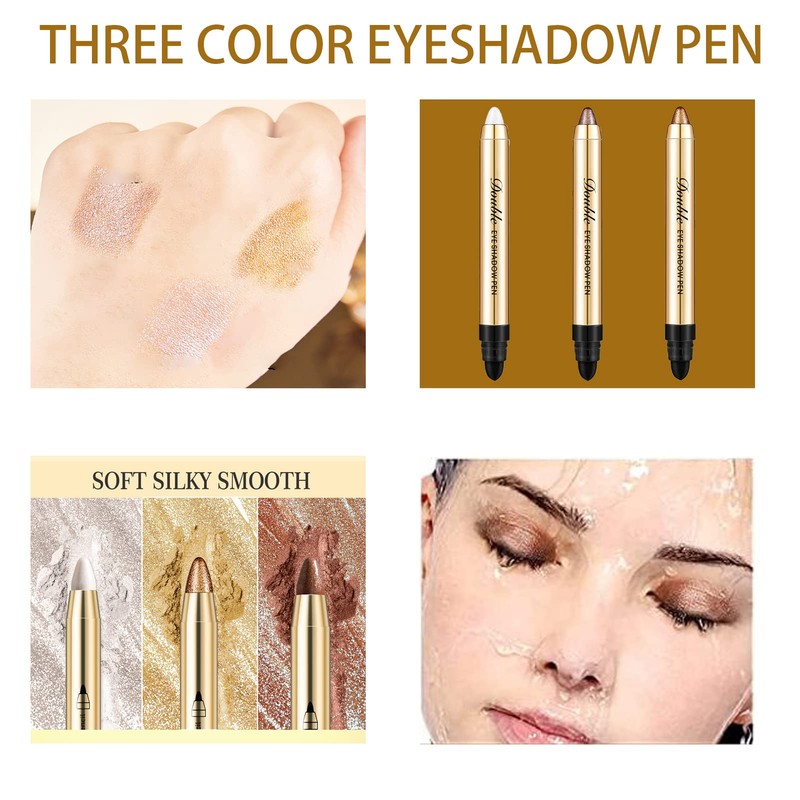 Eyeshadow Stick Set, 3 Colours Eyeshadow Pen, Eyeshadow Stick Glitter,