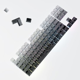 Gray to Black Gradient pbt keycaps-for Wireless Gaming Keyboard, Cherry Profile Double Shot Shine Through, RGB Compatible, Tippy Type Cover for Long Nails,（135 Keys）