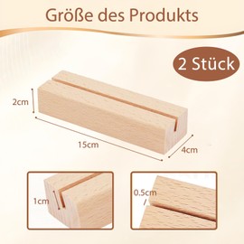Kisstta Wooden Card Holder, 15 x 4 x 2 cm, Wooden Place Card Holder, Postcard Holder with 5 mm Card Slot, Menu Card Holder, Photo Holder for Wedding, Table Number, Place Card Holder, Photo Stand