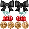8PCS Black Bow and Cheetah Cherry Foil Balloons Decorations