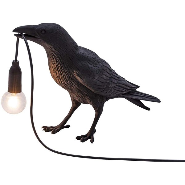 FYSI Bird Lamp Table Lamp Playing Raven/Applique, Modern Table Light,