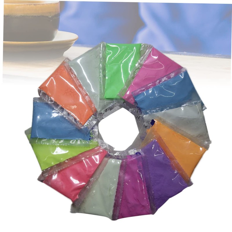 IWOWHERO 12pcs Non Radiative Luminous Nail Art Powder Fluorescent Glitter