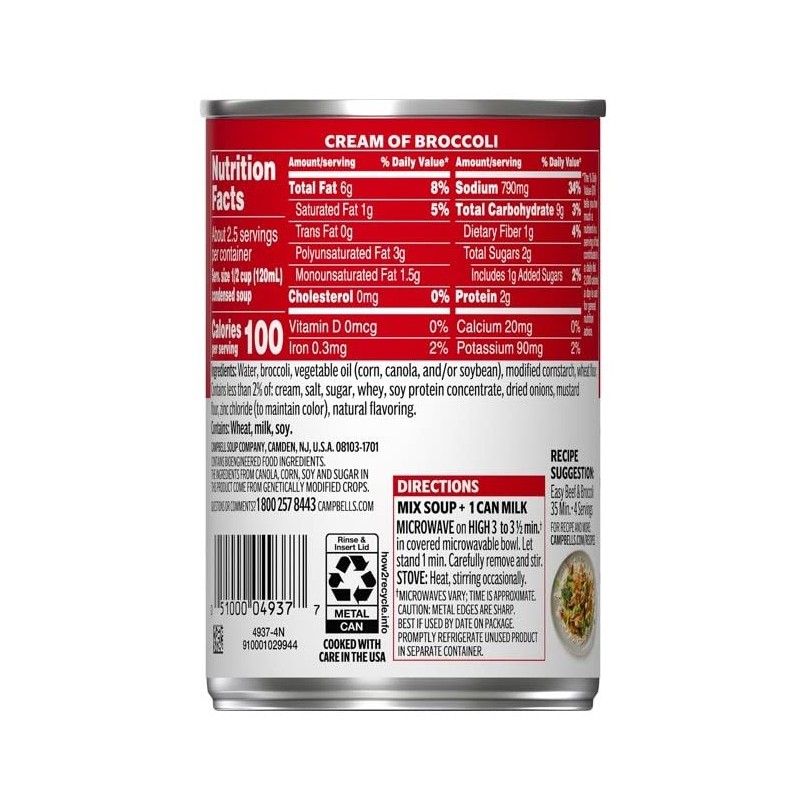 Campbell's, Condensed Cream of Broccoli Soup, 10.75oz Can (Pack of