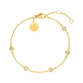 Purelei® Spotlight Bracelet for Women Filigree Bracelet with Rhinestones Waterproof Stainless Steel Bracelet Adjustable Length 16-19 cm, Stainless Steel