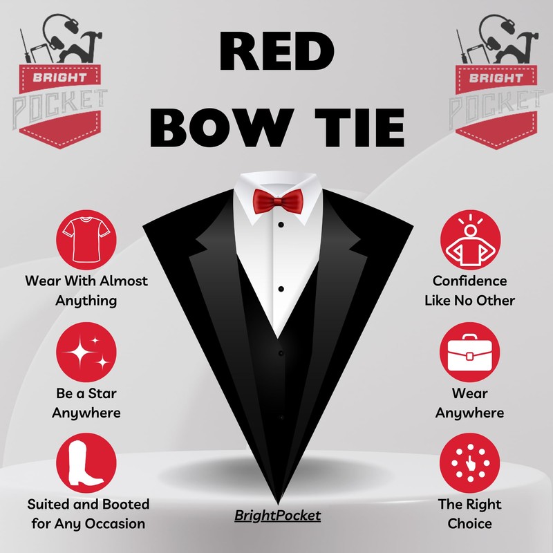 BrightPocket Mens Bow Tie Classic Solid Satin Color Pre Tied