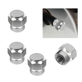 ZIMISI 4PCS Car Tire Valve Stem Caps, Aluminum Alloy Tire Valve Caps, Dustproof Waterproof Hexagon Shape Car Stem Covers, Automotive Wheel Air Cap for Truck, SUV, Bike, Motorcycle (Silver)
