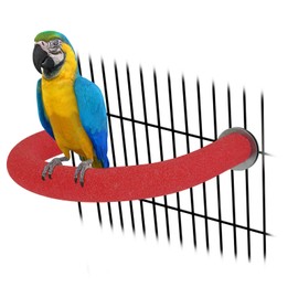 Rypet U Shape Parrot Perch Stand Toy for Paw Grinding Clean Stick Exercise, Rough-Surfaced Quartz Bird Perch Standing Cage Accessories for for Small Parakeets Cockatiels Conures Macaws Finches(Red)